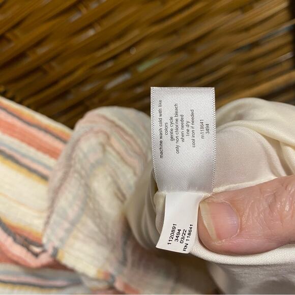 Lane Bryant Striped front lace up knee length tiered dress 100% cotton size 16 - Picture 6 of 8